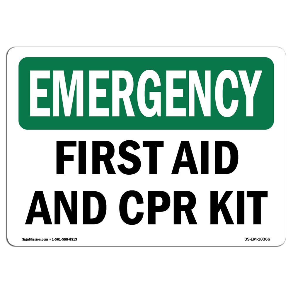 7 x 10 in. OSHA Emergency Sign - First Aid & CPR Kit -  Amistad, AM3916304