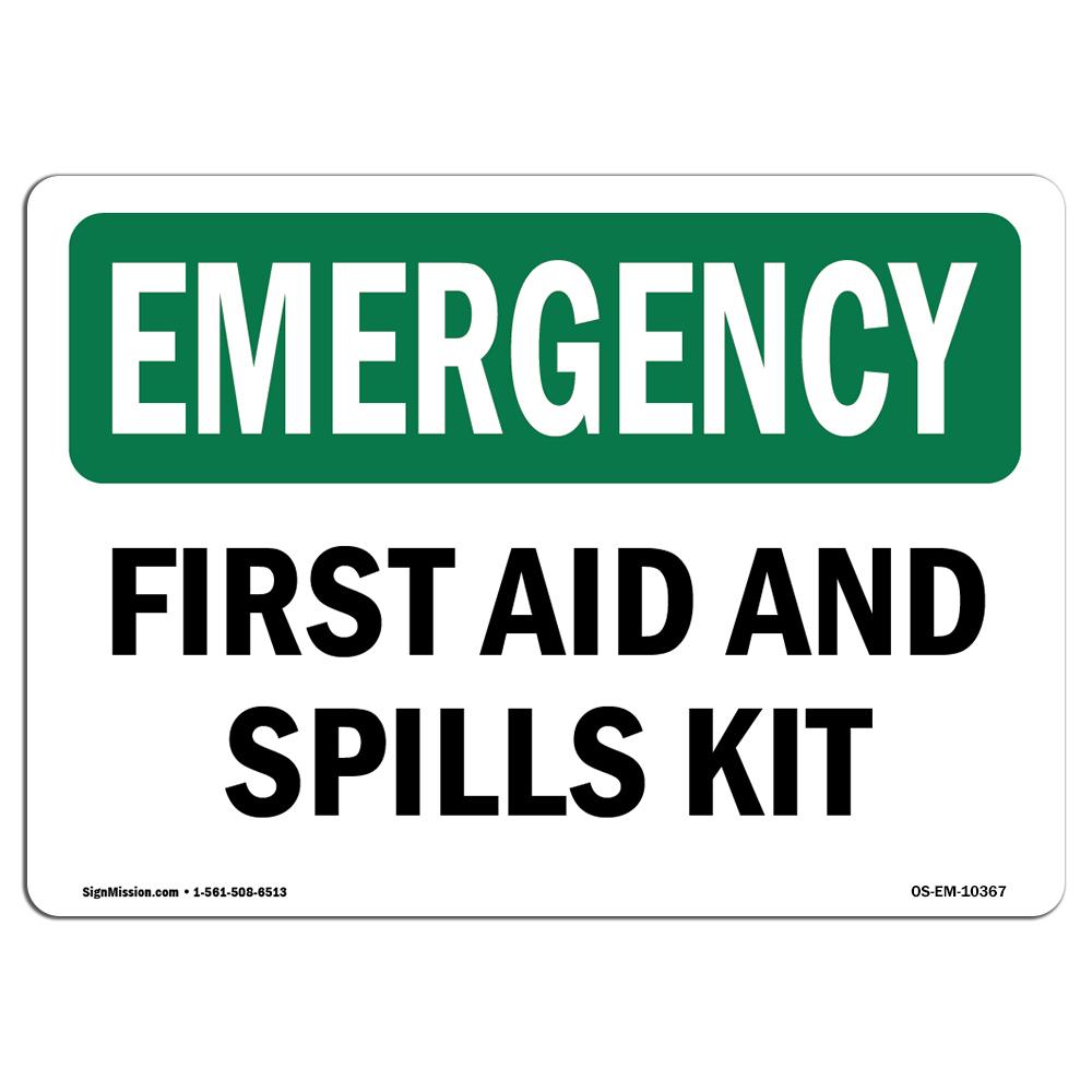 7 x 10 in. OSHA Emergency Sign - First Aid & Spills Kit -  Amistad, AM3916713