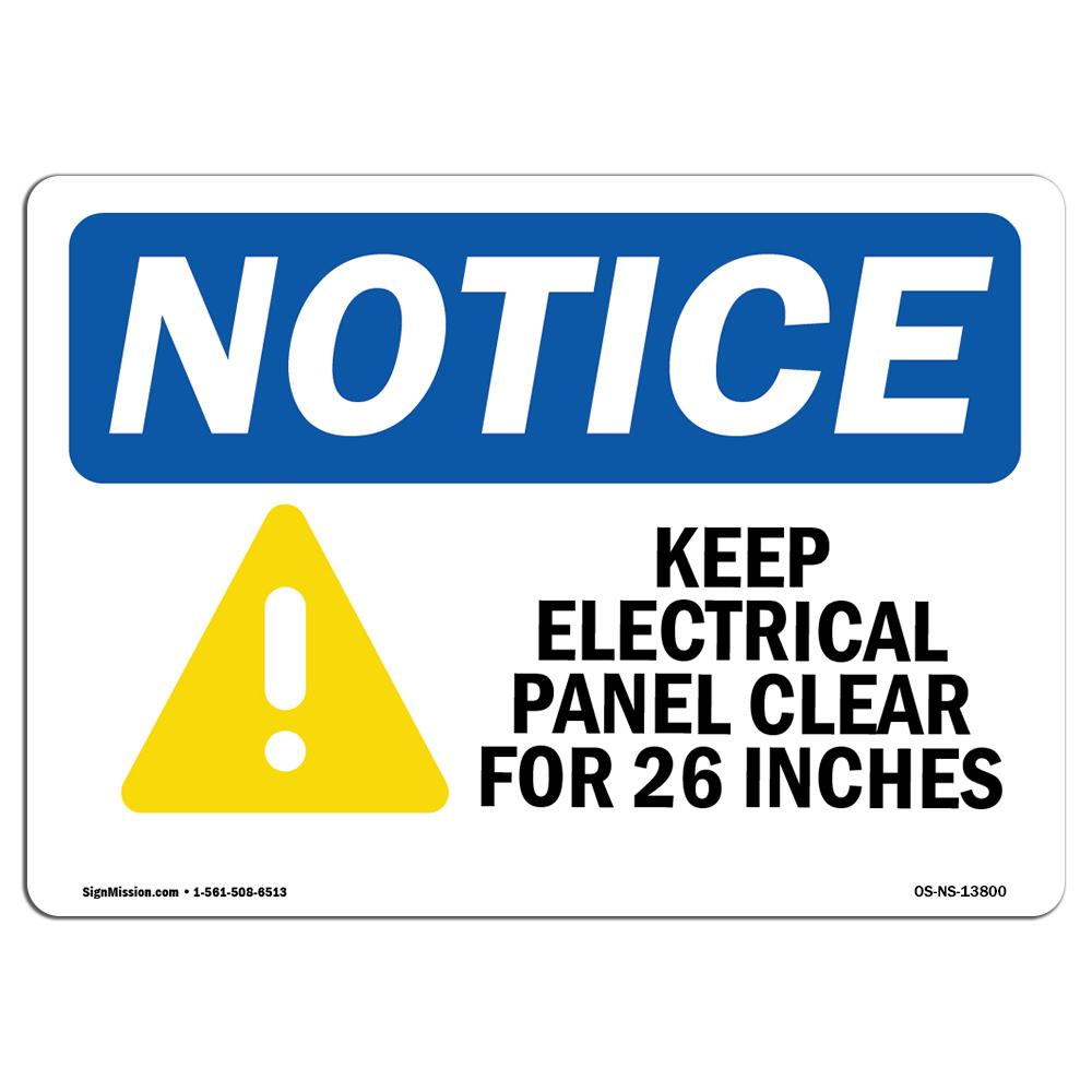 OSHA Notice Sign - Keep Electrical Panel Clear with Symbol -  Amistad, AM3923941