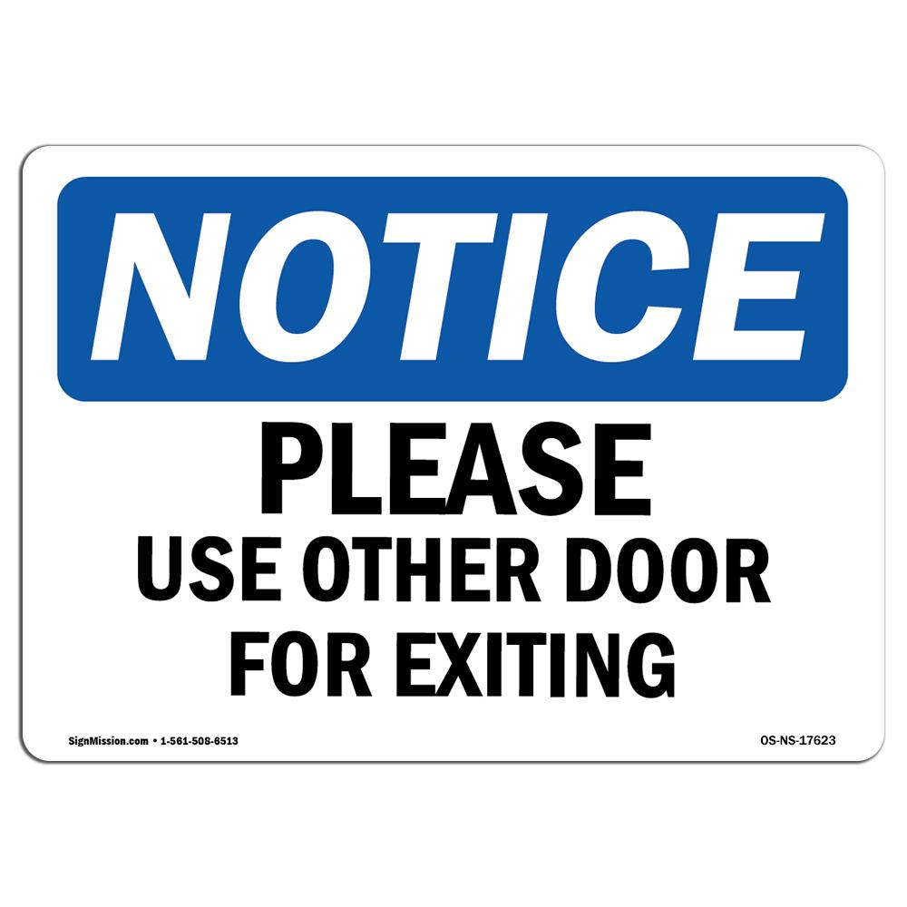 OS-NS-D-35-L-17623 OSHA Notice Sign - Please Use Other Door for Exiting -  SignMission