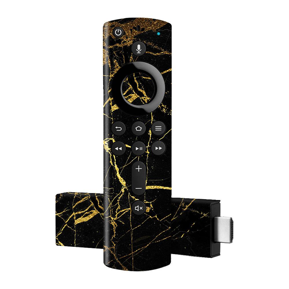 CF-AMFTV4K-Black Gold Marble Carbon Fiber Skin Decal Wrap for Amazon Fire TV Stick 4K 2018 & 2020 Sticker - Black Gold Marble -  MightySkins