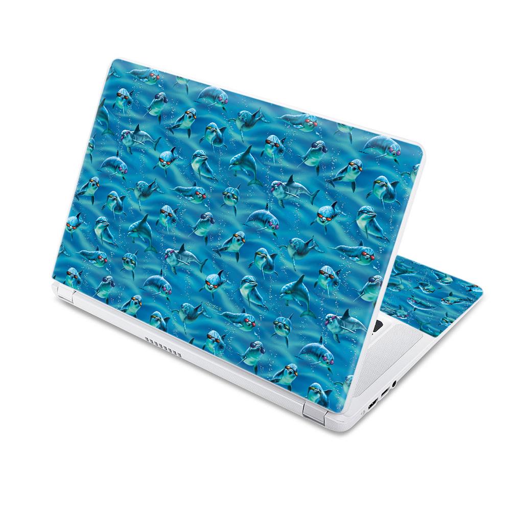 CF-ACCR15-Dolphin Gang Carbon Fiber Skin Decal Wrap for Acer Chromebook 15 15.6 in. 2017 - Dolphin Gang -  MightySkins