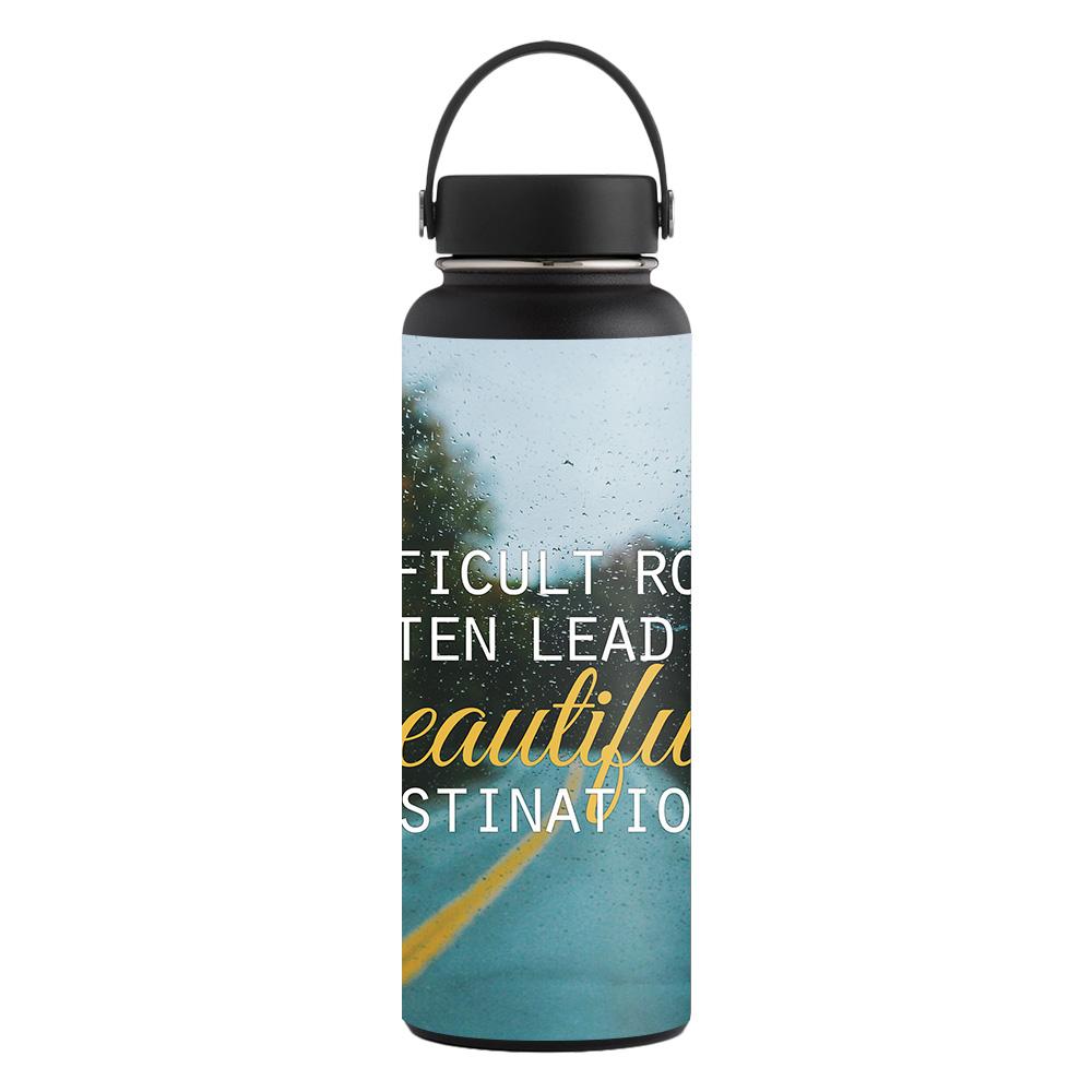 Picture of MightySkins CF-HFWI40-Difficult Roads Carbon Fiber Skin for Hydro Flask 40 oz Wide Mouth Sticker - Difficult Roads