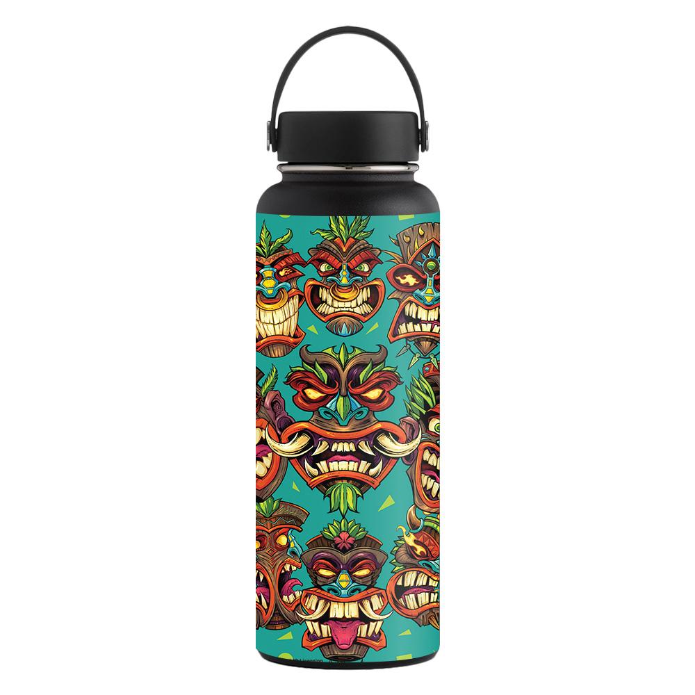 Picture of MightySkins CF-HFWI40-Crazy Tikis Carbon Fiber Skin for Hydro Flask 40 oz Wide Mouth Sticker - Crazy Tikis