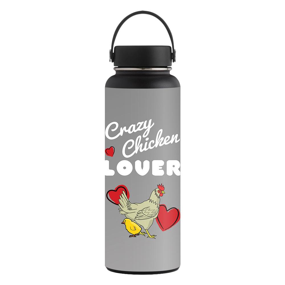 Picture of MightySkins CF-HFWI40-Crazy Chicken Lover Carbon Fiber Skin for Hydro Flask 40 oz Wide Mouth Sticker - Crazy Chicken Lover