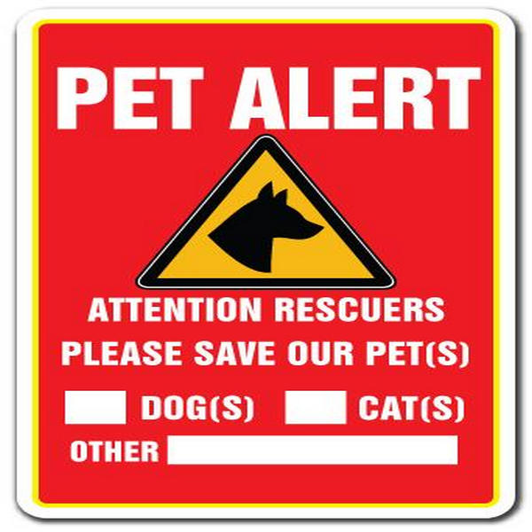 8 x 12 in. Decal - Pet Alert - Save Our Pets Rescue Fire Firefighter Police Rescue Dogs Cats -  Amistad, AM3934447