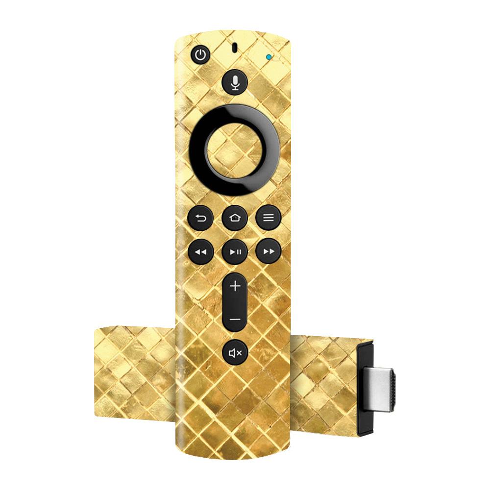 AMFTV4K-Gold Tiles Skin Decal Wrap for Amazon Fire TV Stick 4K 2018 & 2020 Sticker - Gold Tiles -  MightySkins