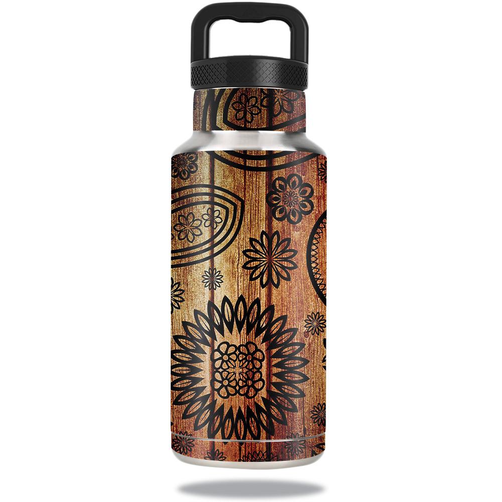 Picture of MightySkins OZBOT36-Wooden Floral Skin Decal Wrap for Ozark Trail Water Bottle 36 oz Sticker - Wooden Floral