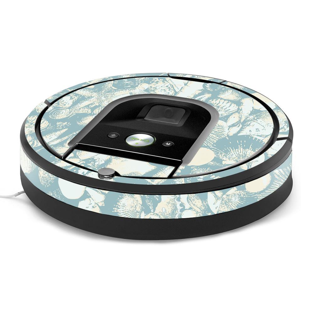 IRRO960MIN-Blue Seashells Skin Decal Wrap for iRobot Roomba 960 Robot Vacuum Sticker - Blue Seashells -  MightySkins