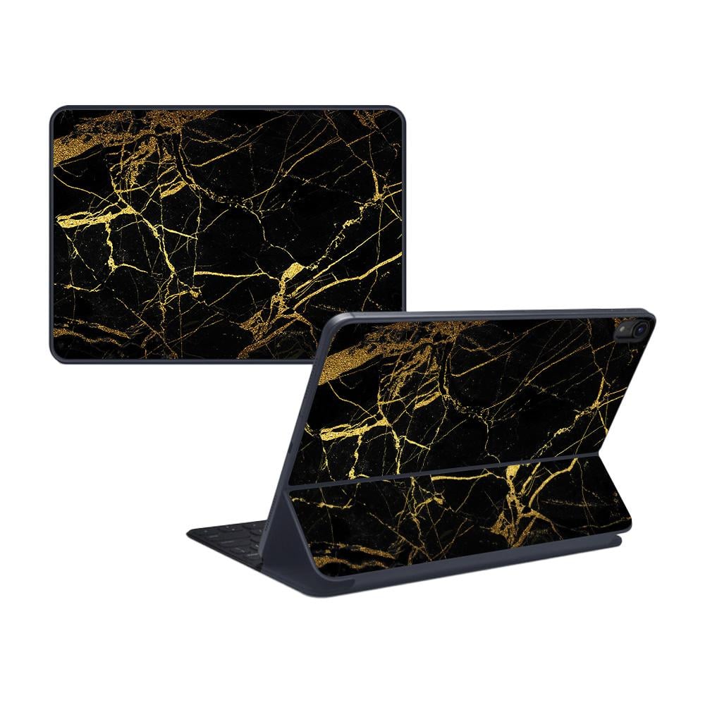 APIPSK1118-Black Gold Marble Skin Decal Wrap for Apple iPad Pro Smart Keyboard 11 in. 2018 Sticker - Black Gold Marble -  MightySkins