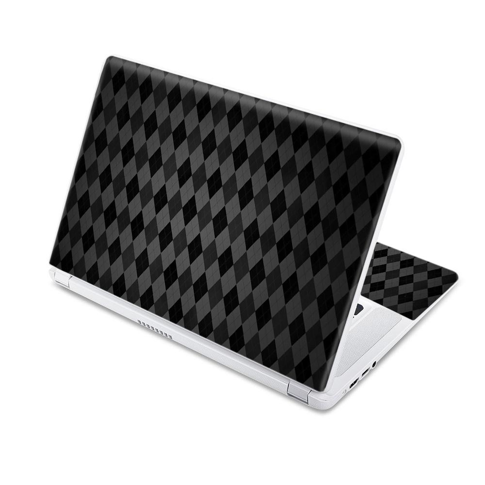 CF-ACCR15-Black Argyle Carbon Fiber Skin Decal Wrap for Acer Chromebook 15 15.6 in. 2017 - Black Argyle -  MightySkins