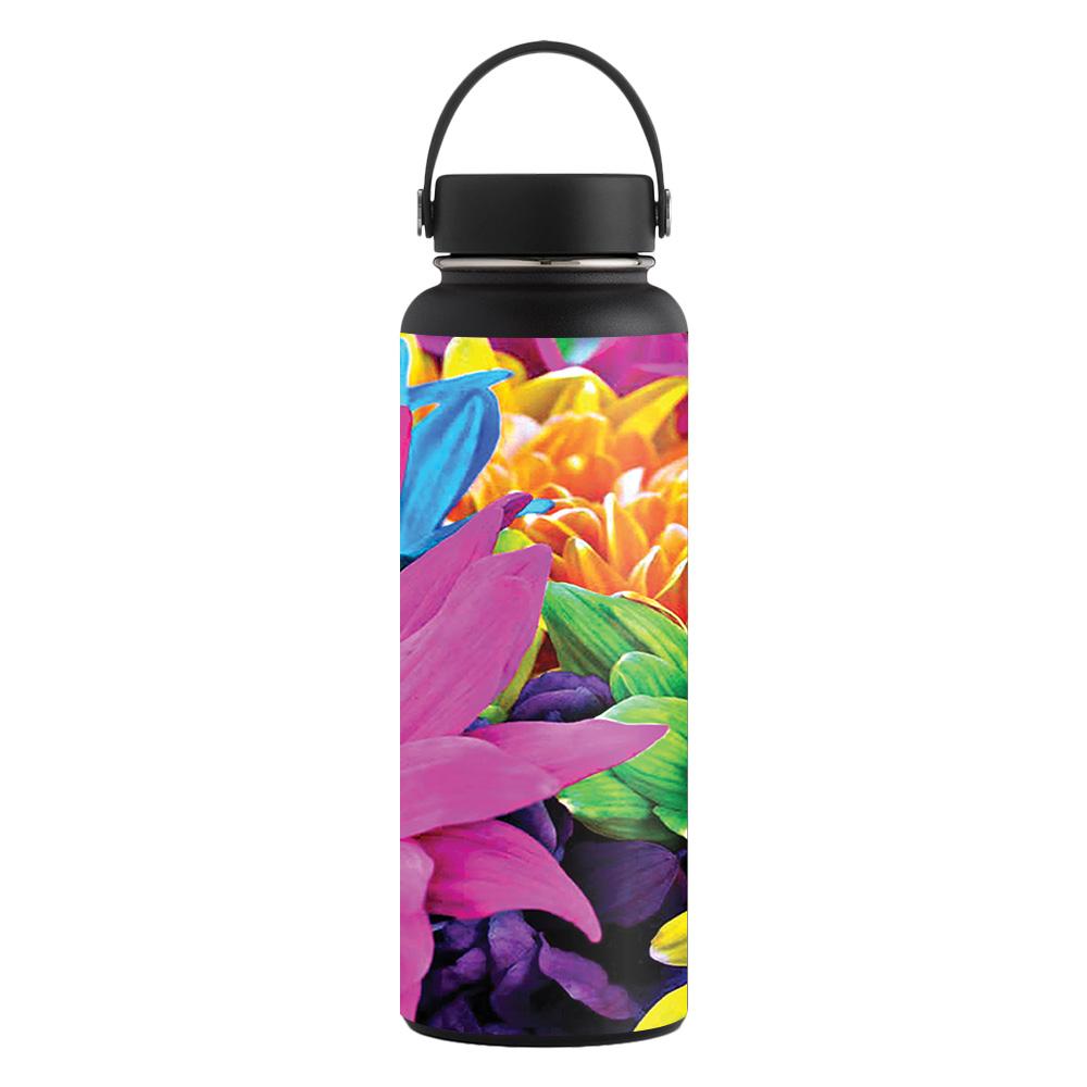 Picture of MightySkins CF-HFWI40-Colorful Flowers Carbon Fiber Skin for Hydro Flask 40 oz Wide Mouth Sticker - Colorful Flowers
