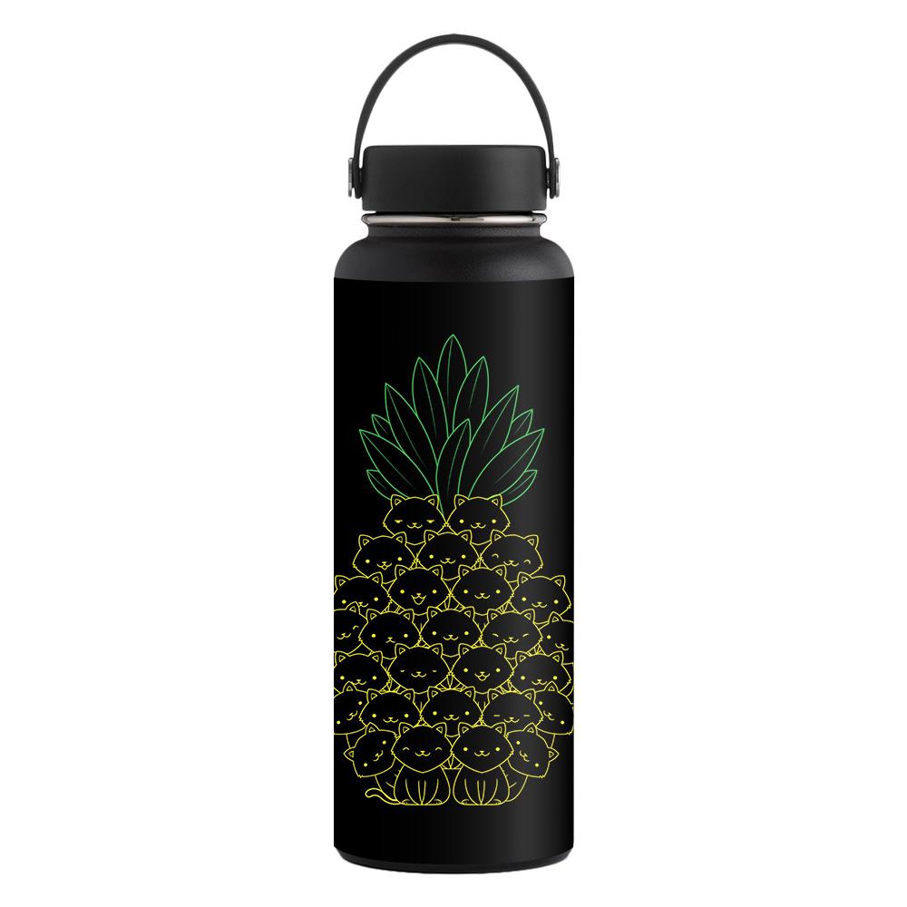 Picture of MightySkins CF-HFWI40-Cat Pineapple Carbon Fiber Skin for Hydro Flask 40 oz Wide Mouth Sticker - Cat Pineapple