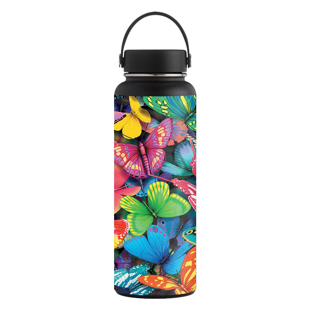 Picture of MightySkins CF-HFWI40-Butterfly Party Carbon Fiber Skin for Hydro Flask 40 oz Wide Mouth Sticker - Butterfly Party