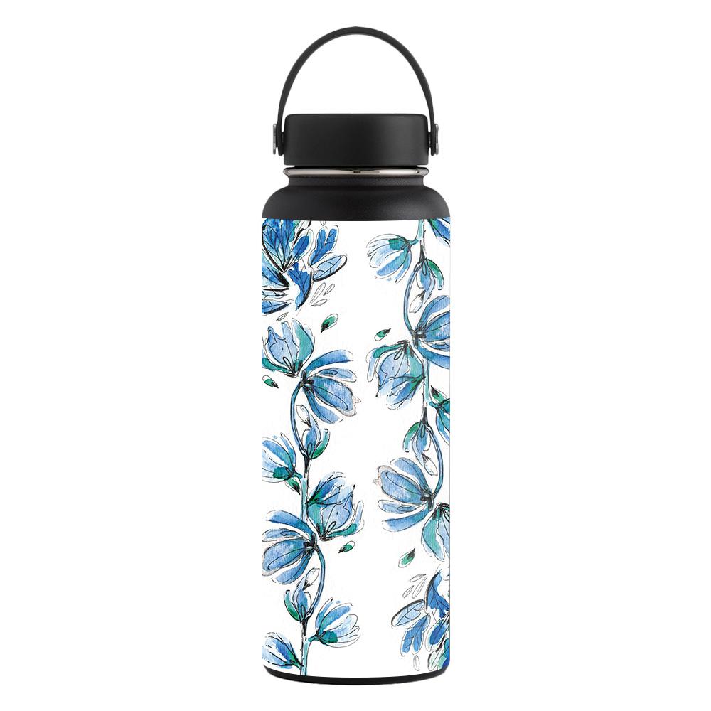 Picture of MightySkins CF-HFWI40-Blue Vines Carbon Fiber Skin for Hydro Flask 40 oz Wide Mouth Sticker - Blue Vines