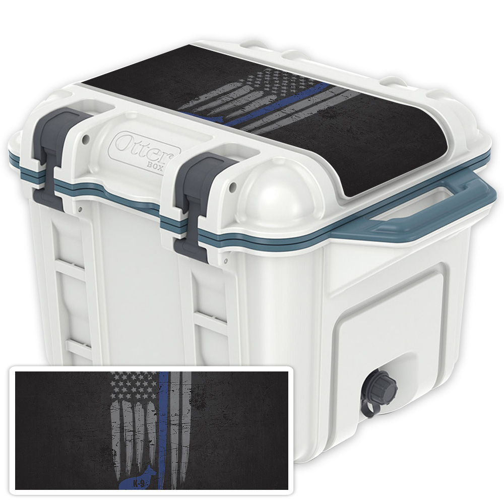 Picture of MightySkins OTVE25LID-Thin Blue Line K9 Skin for OtterBox Venture 25 qt. Cooler Lid - Thin Blue Line K9