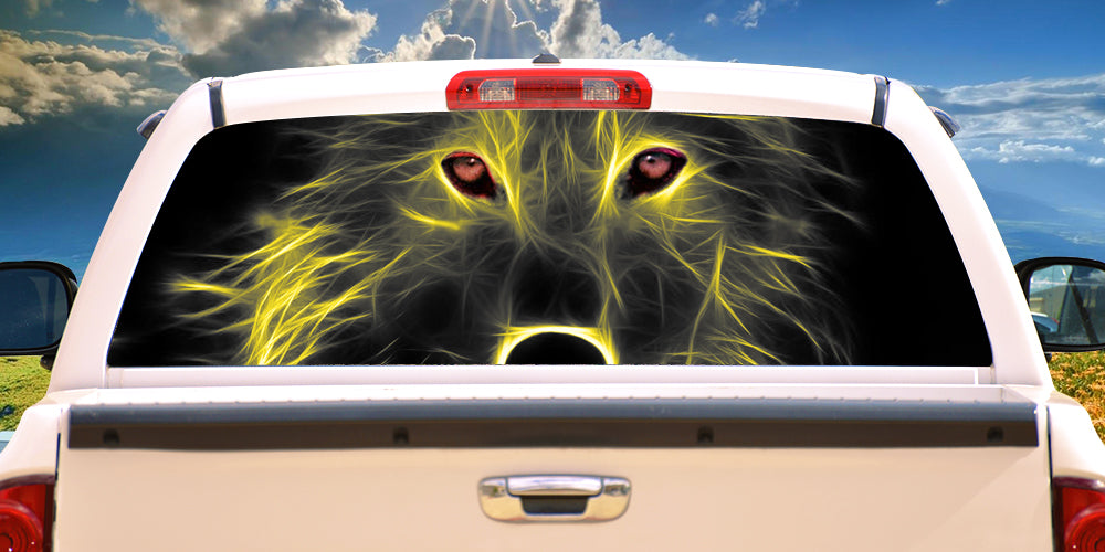 Picture of SignMission P-18-Neon Wolf Signmission Neon Wolf Rear Window Graphic Truck View Thru Vinyl Decal