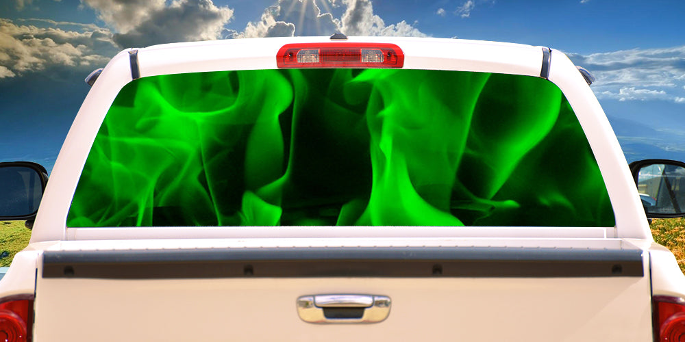 Picture of SignMission P-22-Green Flames Green Flames Rear Window Graphic Truck View Thru Vinyl Back Decal