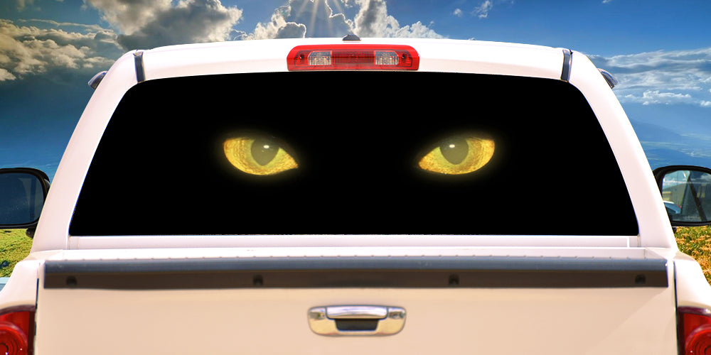 Picture of SignMission P-16-Cat Eyes Cat Eyes Rear Window Graphic Truck View Thru Vinyl Back Decal