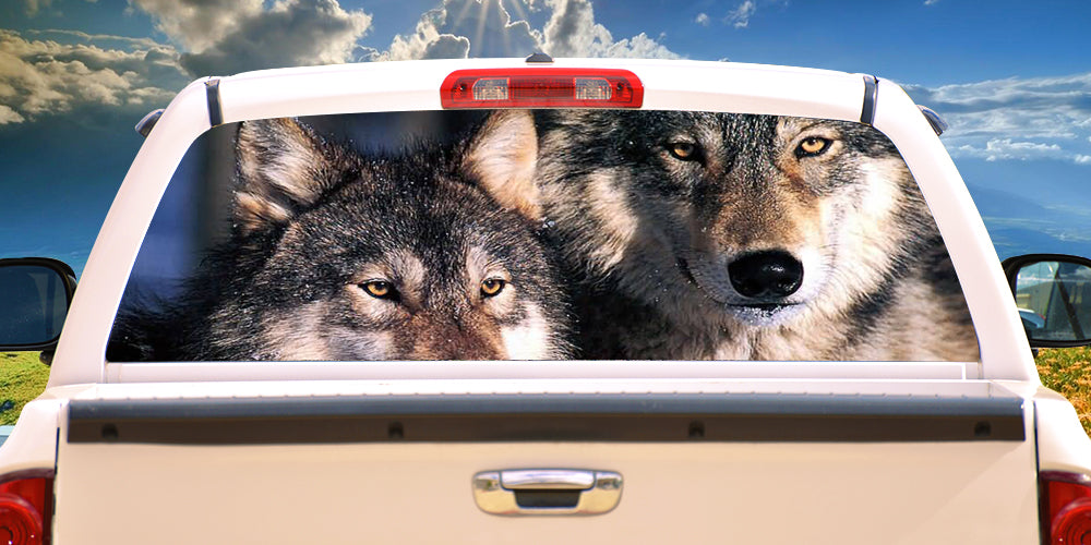 Picture of SignMission P-16-Wolves Wolves Rear Window Graphic Suv View Thru Vinyl Back Truck Decal