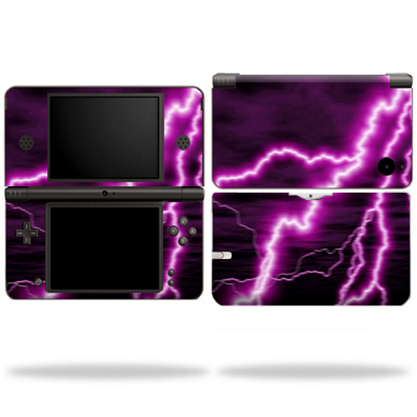 DSIXL-Purple Lightning Skin Compatible with Nintendo DSi XL Wrap Sticker - Purple Lightning -  MightySkins