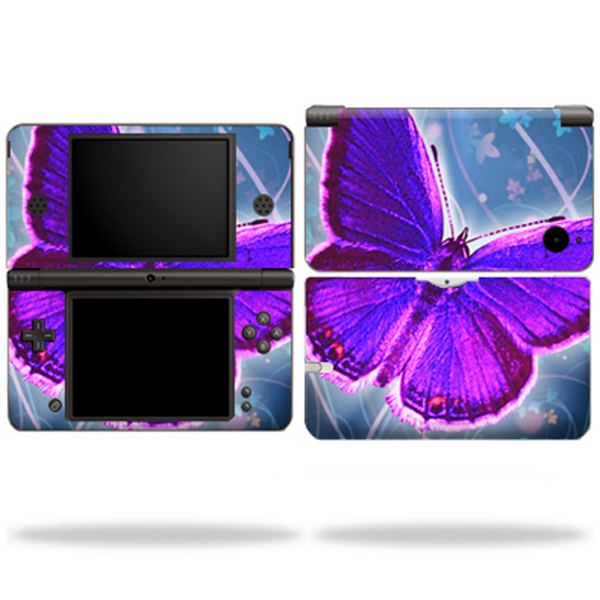 DSIXL-Violet Butterfly Skin Compatible with Nintendo DSi XL Wrap Sticker - Violet Butterfly -  MightySkins