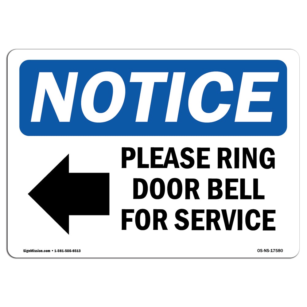 OSHA Notice Sign - Please Ring Door Bell for Service Sign with Symbol -  Amistad, AM3940594