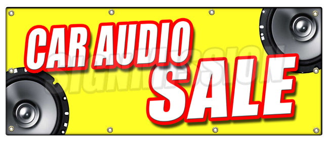 B-96 Car Audio Sale 36 x 96 in. Car Audio Sale Banner Sign - Mps Speakers Stereo Installation Repair Amps -  SignMission