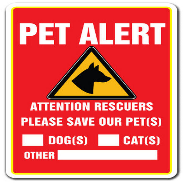 5 in. Pet Alert Decal - Save Our Pets Rescue Fire Firefighter Police Rescue Dog Cats -  SignMission, D-3.5-Z-Pet Alert