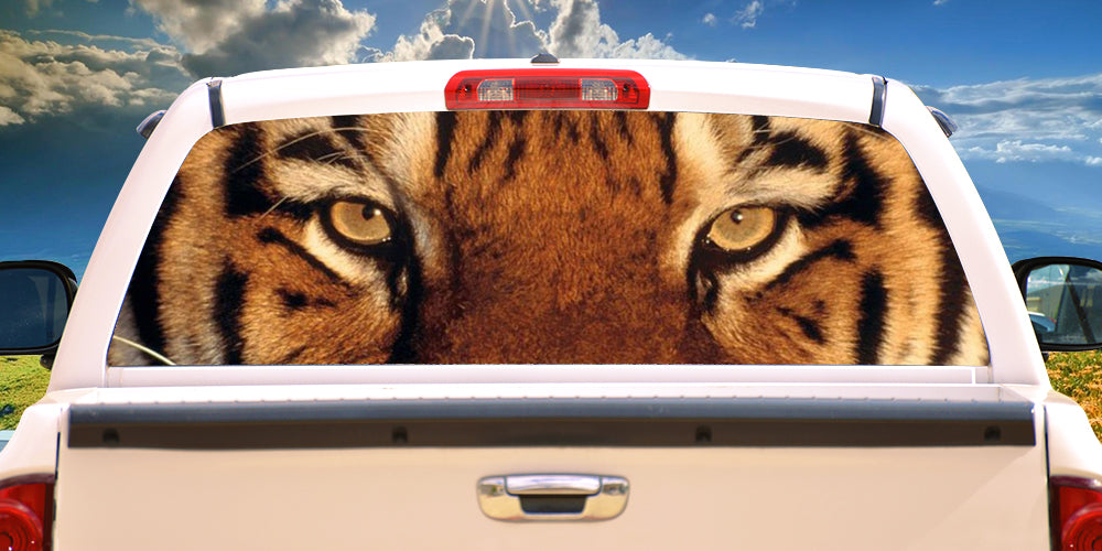 Picture of SignMission P-18-Tiger Tiger Rear Window Graphic View Thru Vinyl Truck Tint Decal