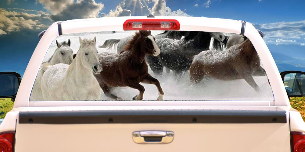 Picture of SignMission P-16-Horses 1 Horses 1 Rear Window Graphic Horse Scene View Thru Vinyl Truck Decal