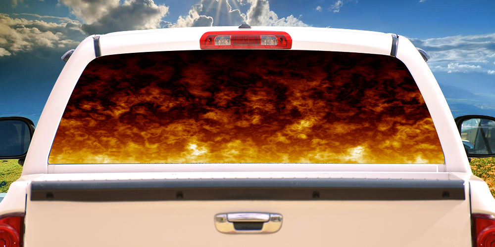 Picture of SignMission P-18-Flames 2 Flames 2 Rear Window Graphic Truck Suv View Thru Vinyl Decal