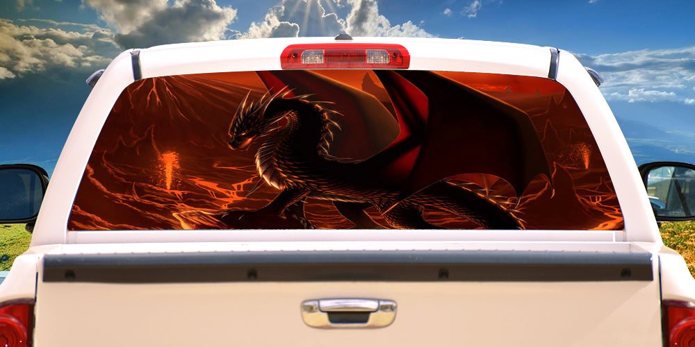 Picture of SignMission P-16-Dragon1 Dragon 1 Rear Window Graphic Suv View Thru Vinyl Back Truck Decal