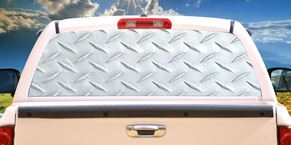 Picture of SignMission P-22-Diamond Plate Signmission Diamond Plate Rear Window Graphic Truck View Thru Vinyl Decal