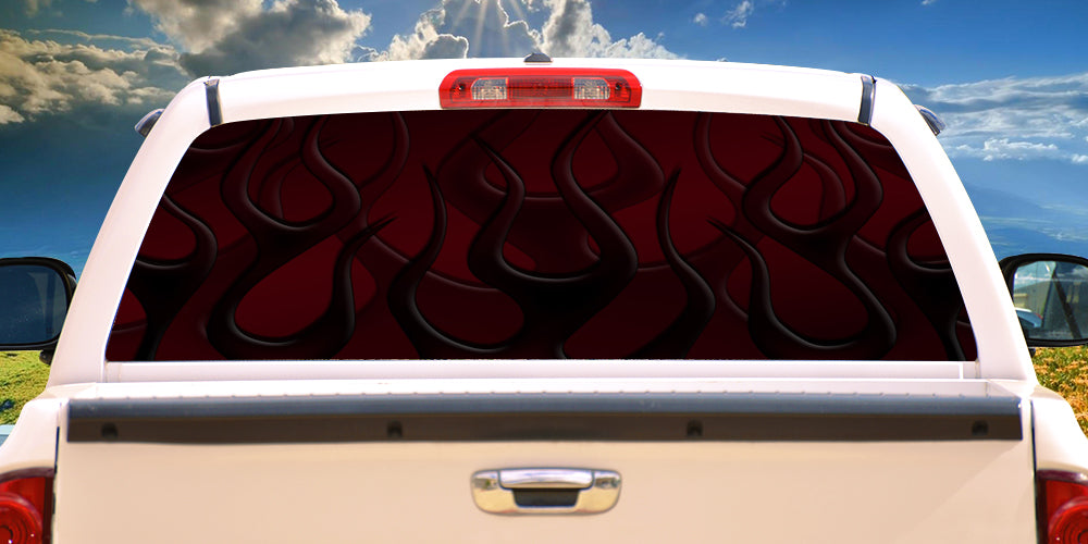 Picture of SignMission P-18-Dark Flames Dark Flames Rear Window Graphic Suv View Thru Vinyl Back Truck Decal