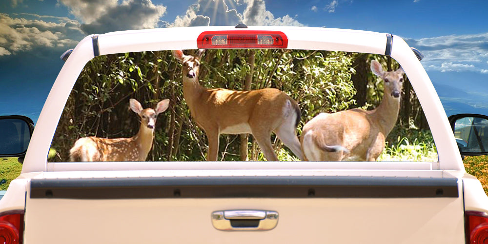 Picture of SignMission P-18-Deer Scene Deer Scene Rear Window Graphic Tint Film Truck View Thru Vinyl Decal