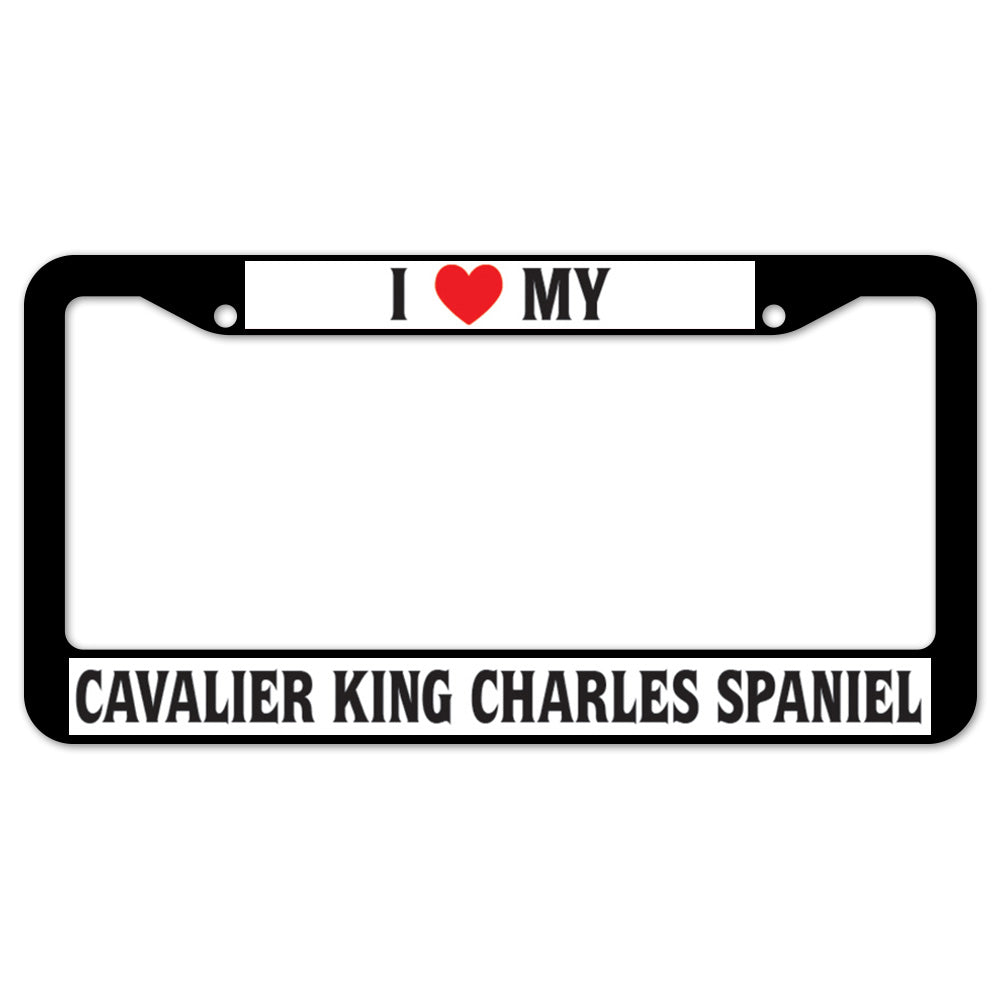 D-LPF-02-70 12 x 6 in. I Love My Cavalier King Charles Spaniel Plastic License Plate Frame & Tag Holder -  SignMission