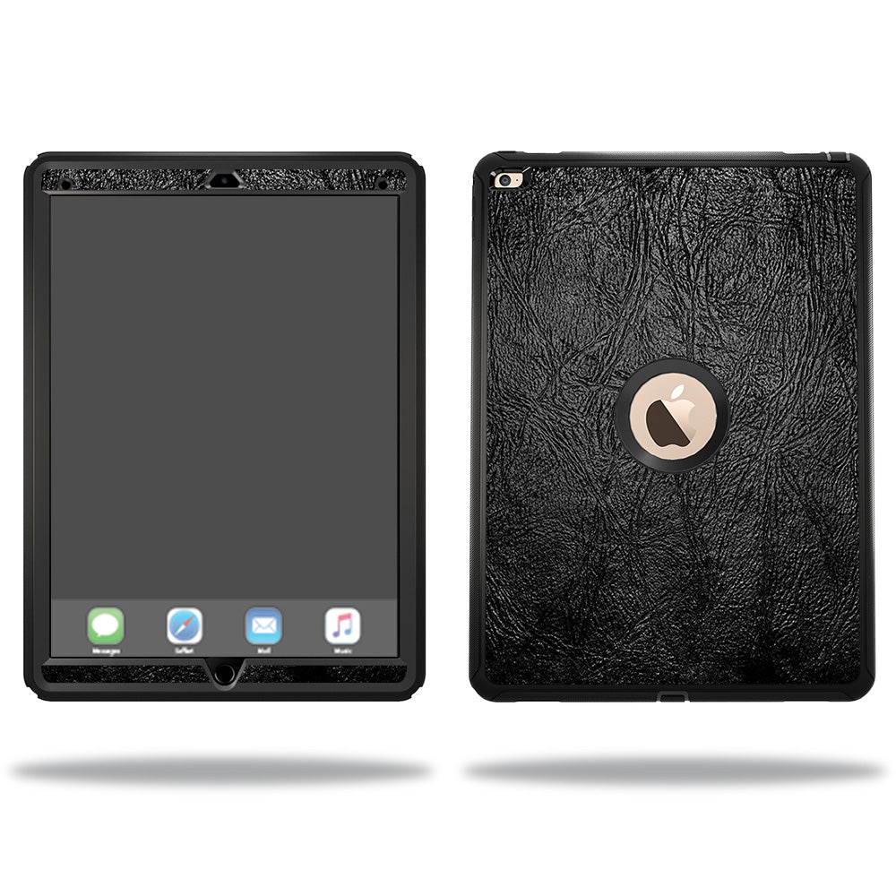 OTDIPPR12-Black Leather Skin Compatible with OtterBox Defender Apple iPad Pro 12.9 Case Wrap Cover Sticker - Black Leather -  MightySkins