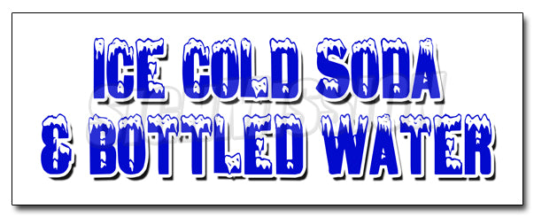 24 in. Ice Cold Soda & Bottled Water Decal Sticker - Iced Fountain Drinks Pop H2O -  Amistad, AM3927908