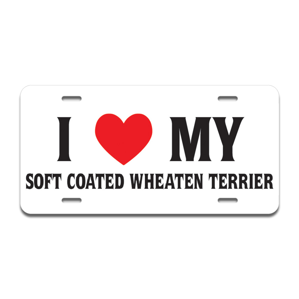 A-LP-02-205 I Love My Soft Coated Wheaten Terrier Aluminum License Plate -  SignMission