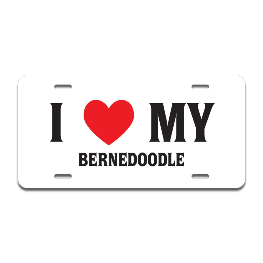A-LP-02-39 I Love My Bernedoodle Aluminum License Plate -  SignMission