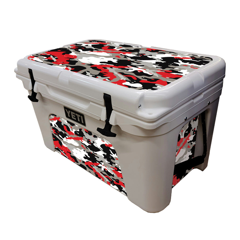 YETUND45-Red Camo Skin Compatible with YETI Tundra 45 qt. Cooler Wrap Cover Sticker - Red Camo -  MightySkins