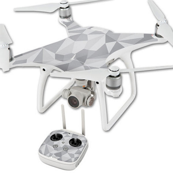 DJPHAN4-Gray Polygon Skin Compatible with DJI Phantom 4 Quadcopter Drone Wrap Cover Sticker - Gray Polygon -  MightySkins