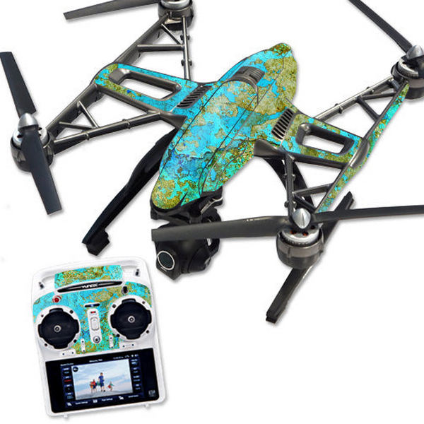 YUQ500-Teal Marble Skin Compatible with Yuneec Q500 & Q500 Plus Quadcopter Drone Wrap Cover Sticker - Teal Marble -  MightySkins