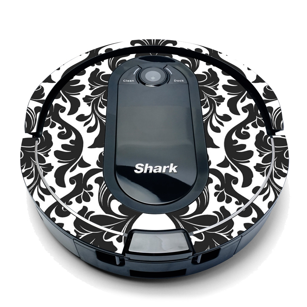 Picture of MightySkins RV1001AETO-Black Damask Skin for Shark IQ Robot Top Only Coverage - Black Damask