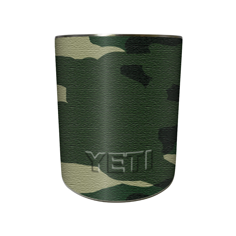 Picture of MightySkins YERAM10-Green Camo Skin Compatible with YETI 10 oz Rambler Lowball Wrap Cover Sticker - Green Camo