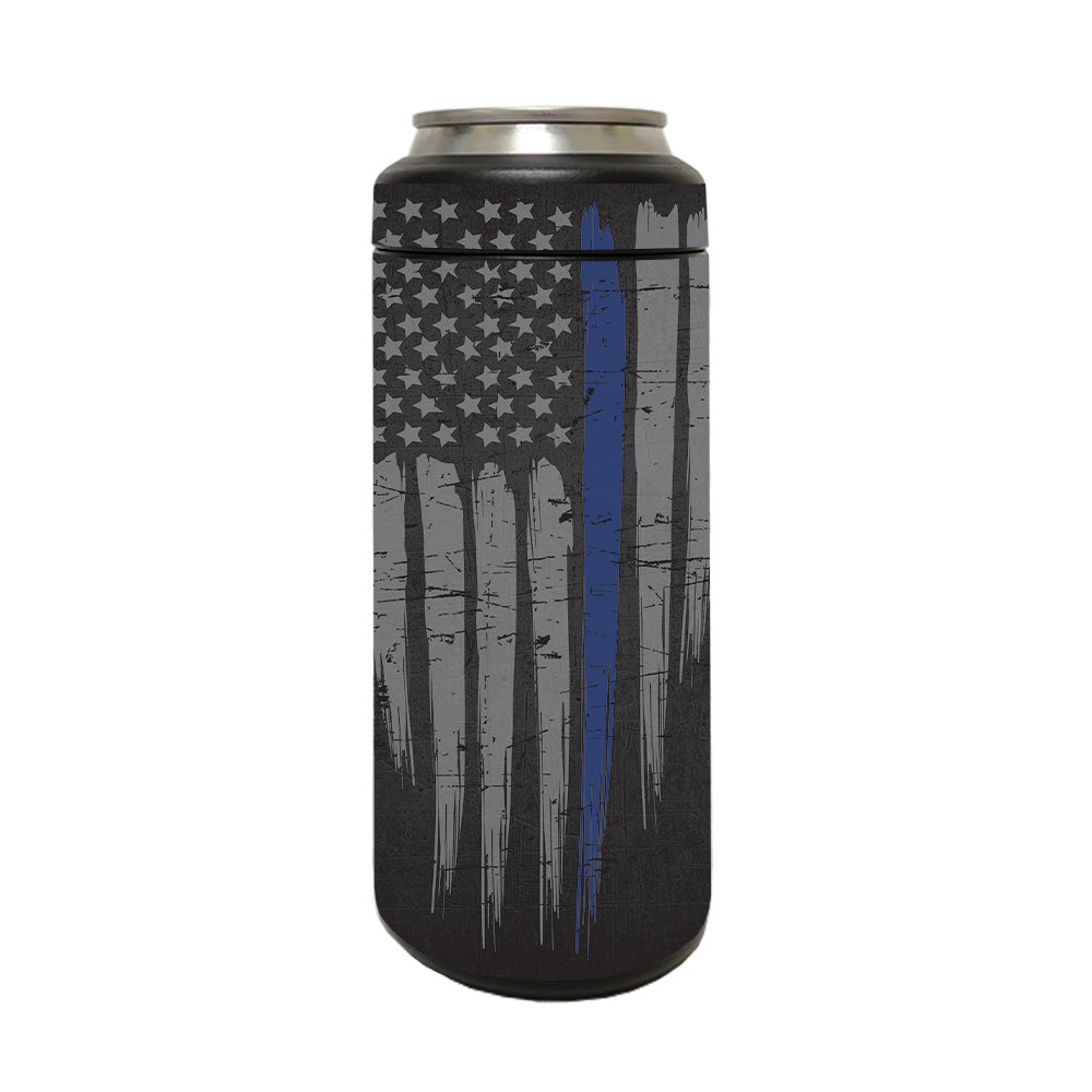 Picture of MightySkins YERM12COLSL-Thin Blue Line Skin Compatible with YETI Rambler 12 oz Colster Slim Can - Thin Blue Line