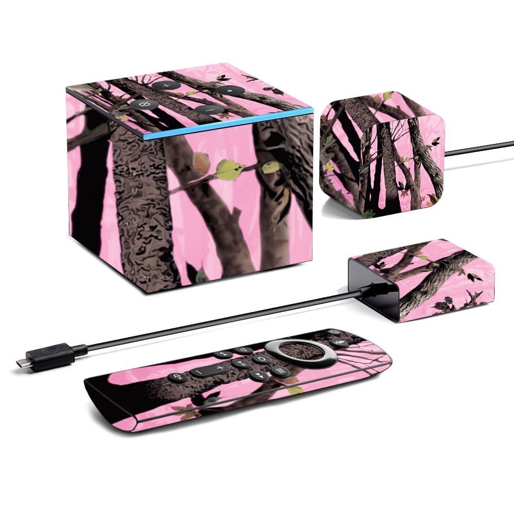 Picture of MightySkins AMFITVCU2-Pink Tree Camo Skin for Amazon Fire TV Cube 2020 - Pink Tree Camo