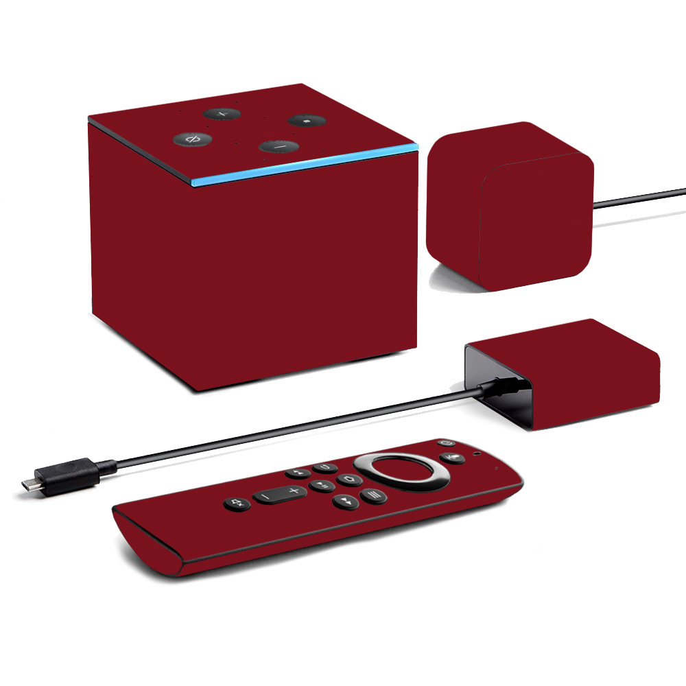 Picture of MightySkins AMFITVCU2-Solid Burgundy Skin for Amazon Fire TV Cube 2020 - Solid Burgundy