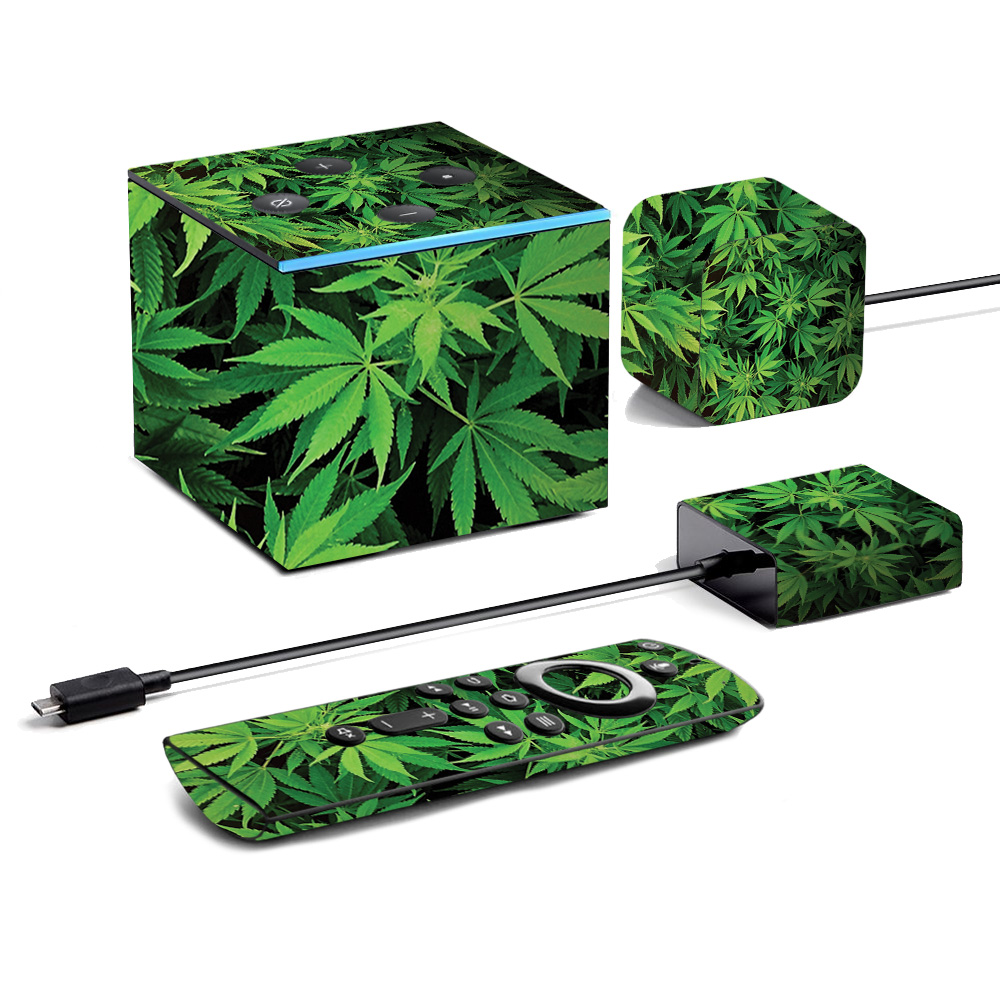 Picture of MightySkins AMFITVCU2-Weed Skin for Amazon Fire TV Cube 2020 - Weed